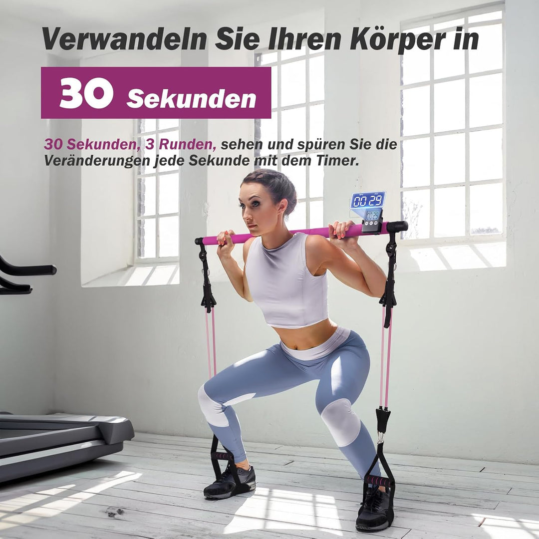 ALongSong Pilates Bar Set mit Widerstandsbänder Krafttraining 180LBS/140LBS/240LBS/360LBS Resistance