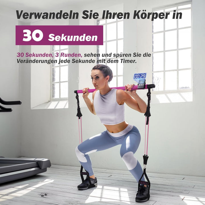 ALongSong Pilates Bar Set mit Widerstandsbänder Krafttraining 180LBS/140LBS/240LBS/360LBS Resistance