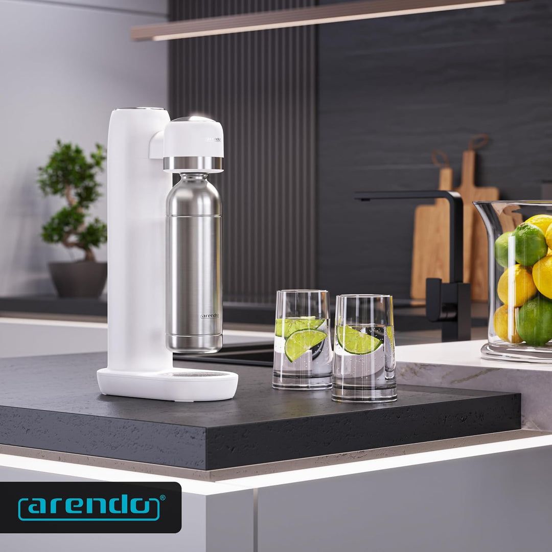 Arendo - Wassersprudler 1000 ml Wasserflasche BPA frei – Edelstahl – Ersatz - kein Plastik - Soda Ma