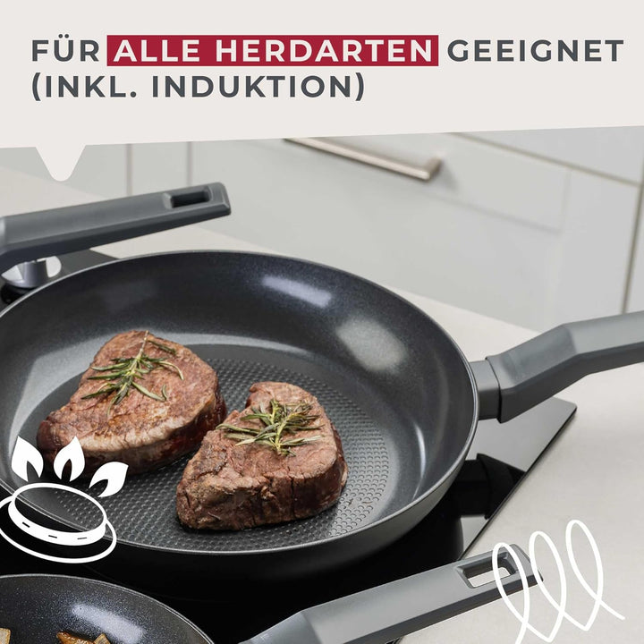 FACKELMANN Statement Pfannen-Set, 2-teilig, 24/28cm, aus recyceltem Aluminium mit Keramik-Antihaftbe
