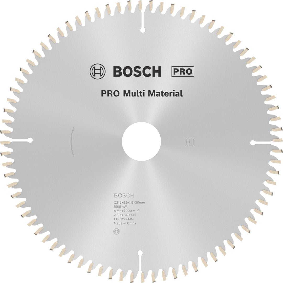 Bosch Professional Kreissägeblatt Multi Material (216 x 30 x 2,5 mm, 80 Zähne, Zubehör Kreissäge) 80