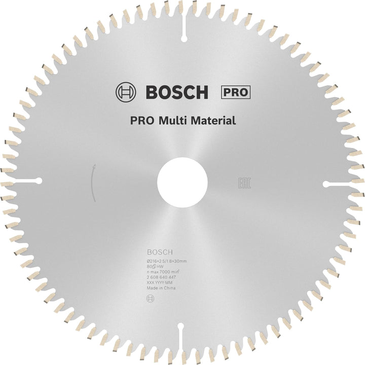 Bosch Professional Kreissägeblatt Multi Material (216 x 30 x 2,5 mm, 80 Zähne, Zubehör Kreissäge) 80