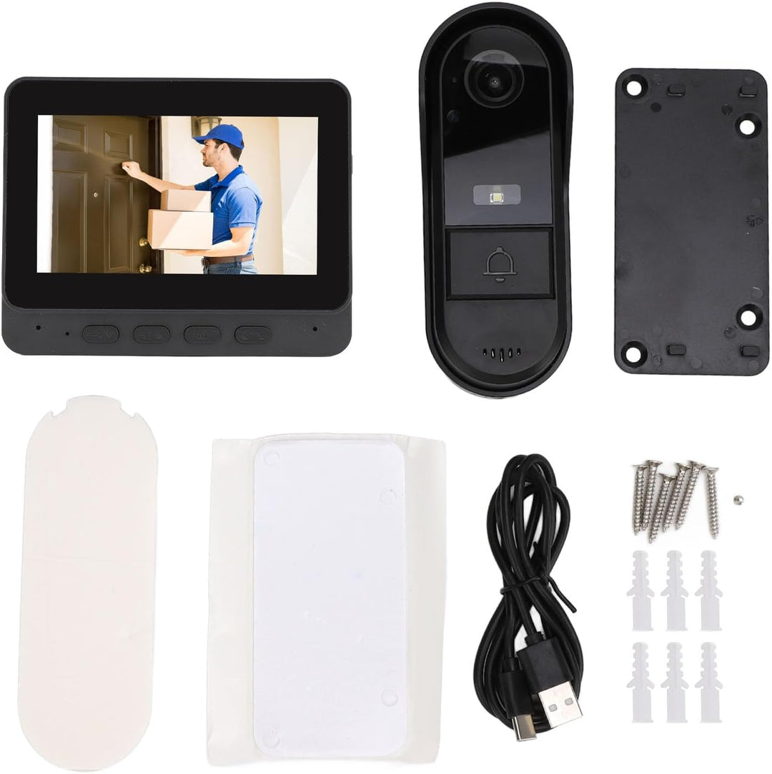Yctze Kabellose Nachtsicht-Video-Türklingel, 1080P, 8 MP, 170° Weitwinkel, Zwei-Wege-Gespräch, IP66