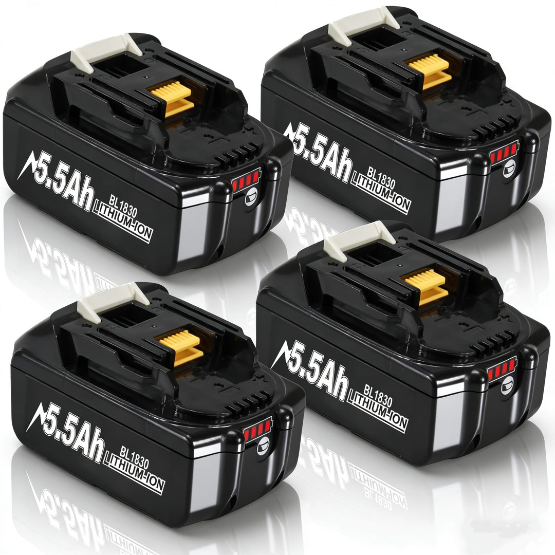 4 Stück 5,5Ah/5500mAh Ersatzakku für makita 18V Akku Li-ion BL1850 BL1850B BL1830 BL1860B BL1845 BL1