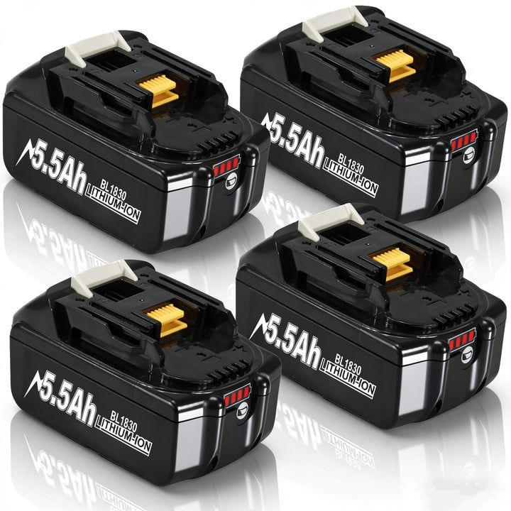 4 Stück 5,5Ah/5500mAh Ersatzakku für makita 18V Akku Li-ion BL1850 BL1850B BL1830 BL1860B BL1845 BL1