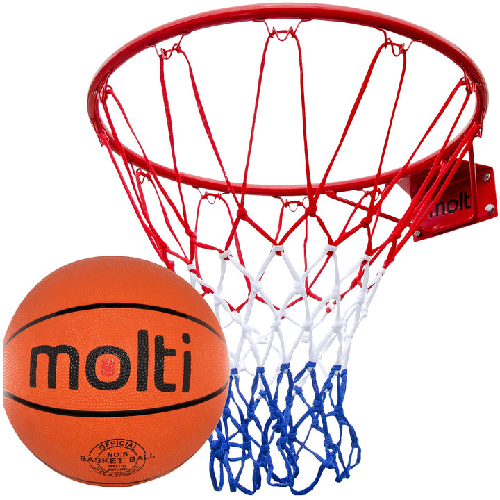 molti Basketball Set für Kinder | Ball Gr. 5| Ř 45 cm Basketballkorb mit Wandhalterung und abnehmbar