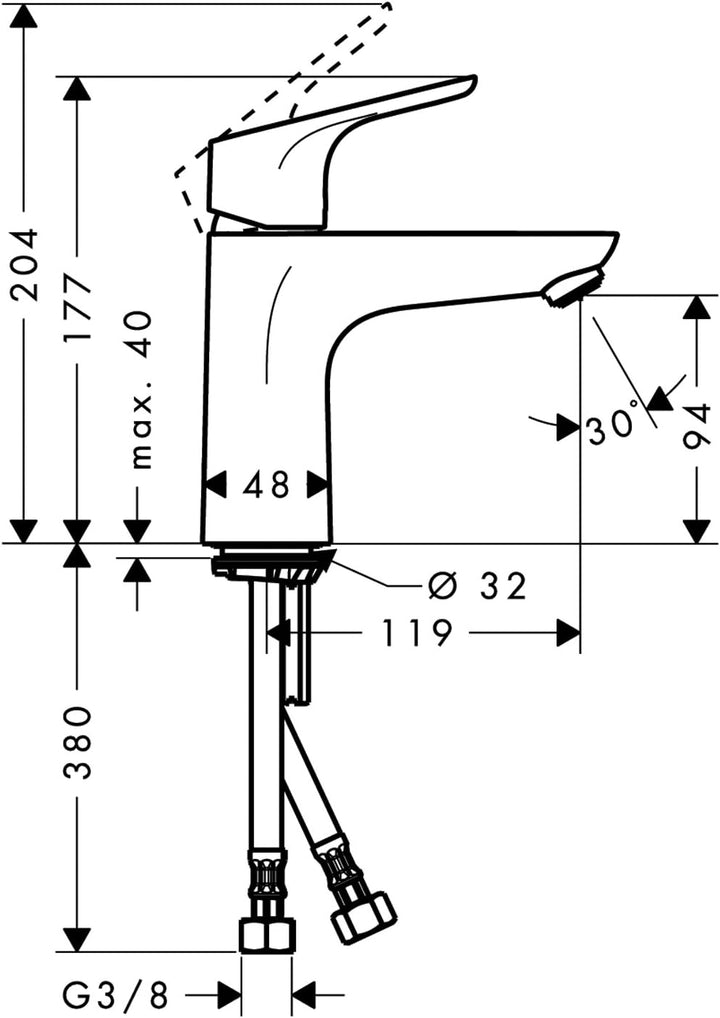 hansgrohe Wasserhahn Focus (Armatur mit Auslauf Höhe 100mm ohne Ablaufgarnitur) Chrom, Chrom