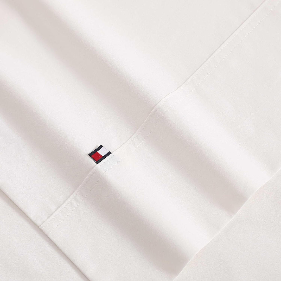 Tommy Hilfiger Bettlaken-Set, gewaschenes Perkal-Bettwäsche-Set aus Baumwoll-Perkal mit passenden Ki