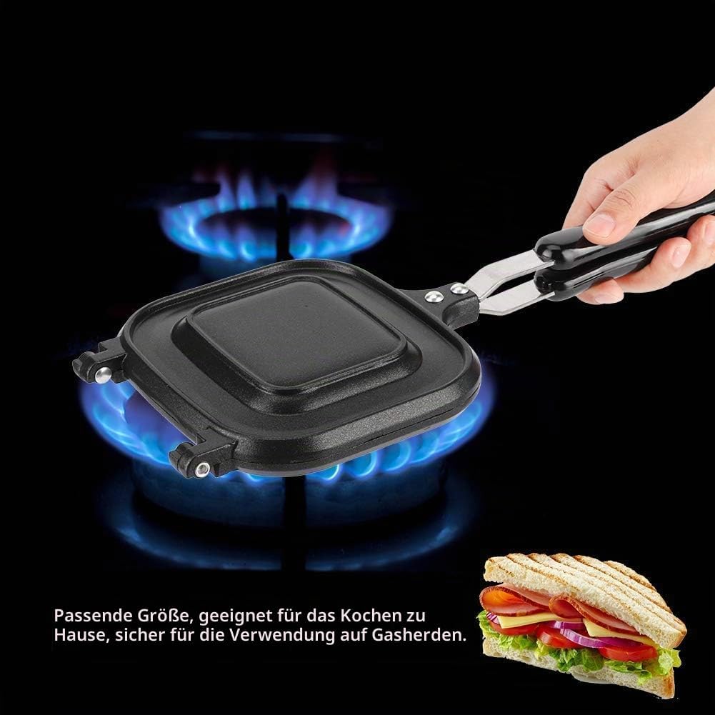 Toastpfanne, Wendepfanne Breakfast Sandwich Maker, Geröstetes Sandwich-Eisen-Maker, Doppelseitige Br