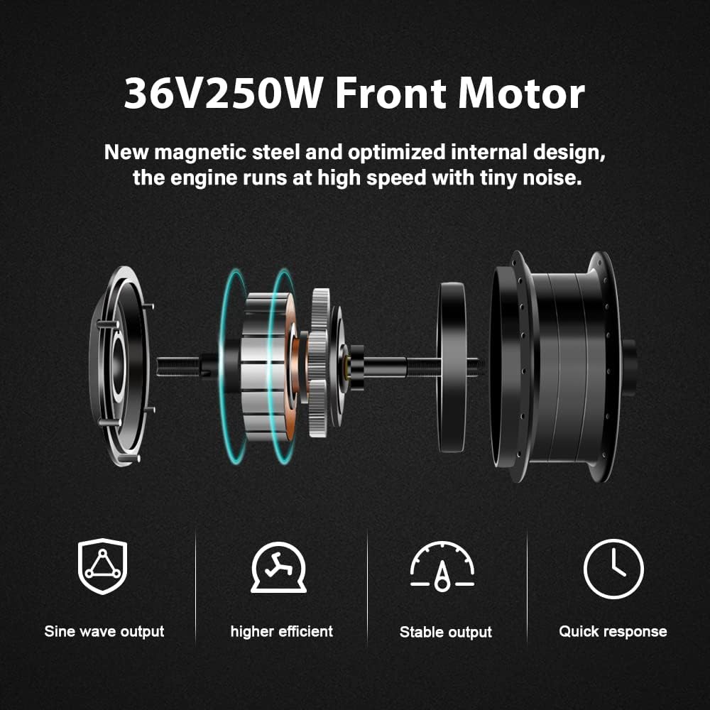 YOSE POWER Ebike Kit 36V250W 26''/28" Frontmotor E-Bike Hub Umbausatz Integrierte Controller mit Hai