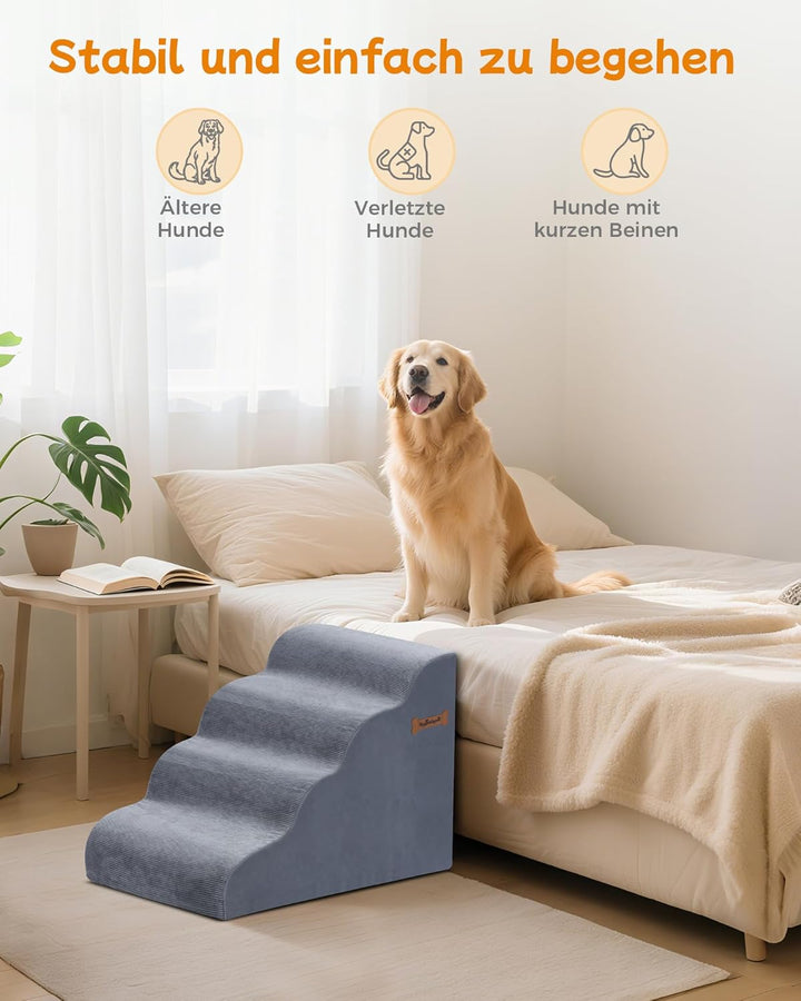 Hundetreppe für Kleine Hunde 50 cm Hohe 4-stufige Hundefootstool 40x70x50CM für Sofa und hohes Bett,