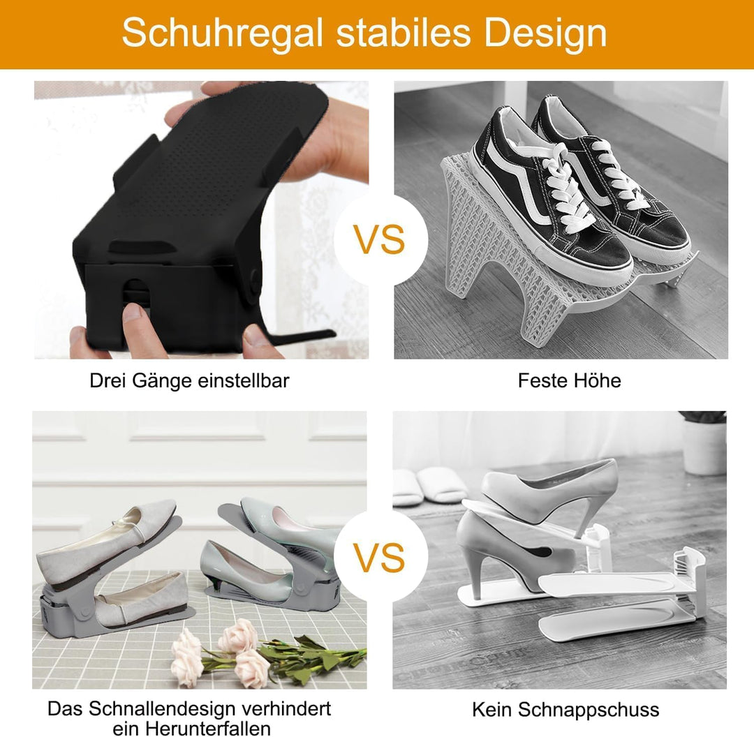 20 Stück Schuhstapler Platzsparend Schwarz Rutschfestes Schuhregal | Schuhorganizer Schuhaufbewahrun