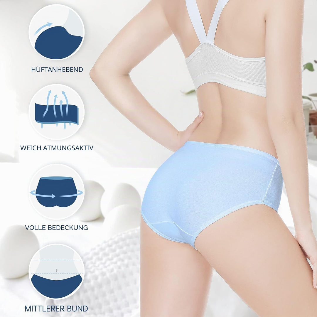 Unterhosen Damen Unterwäsche 6er Pack Baumwolle Slips Mittel Taille Panties M 6*mehrfarbig-3, M 6*me