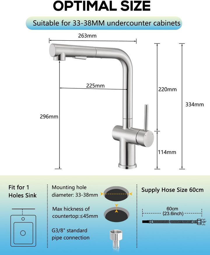 BONADE Wasserhahn Küche Ausziehbar, Hochdruck Küchenarmatur mit Brause 2 Strahlarten, 360° Drehbare