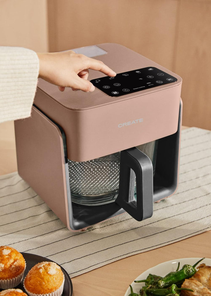 CREATE/AIR FRYER MIST/Ölfreie Heissluftfritteuse 4.2 L mit Wasserdampfgarer Mokka/Fassungsvermögen 5