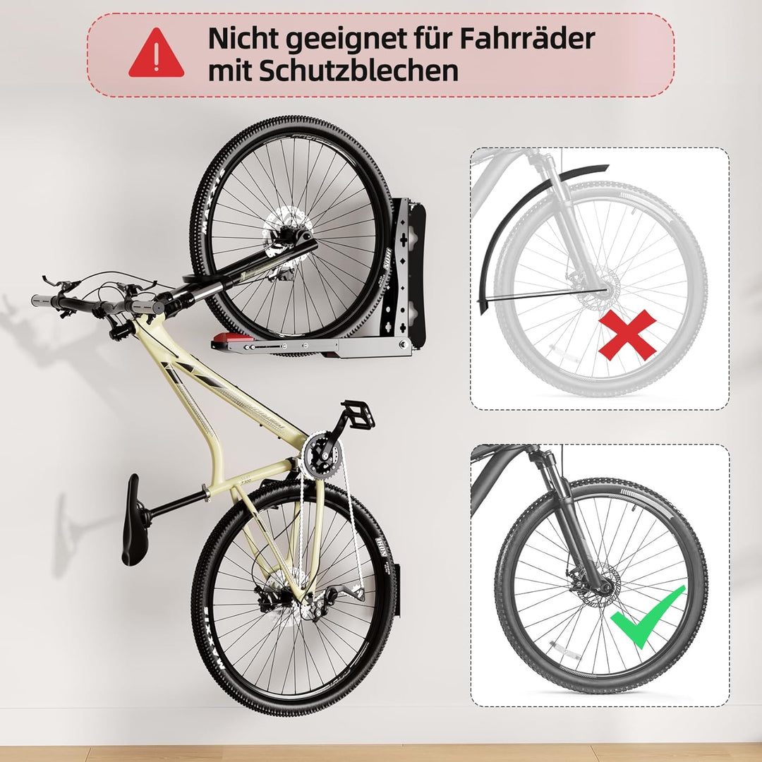 Urban Deco 2er-Pack Fahrradhalterung Wandhalterung schwenkbar, Platzsparender Ständer für die Garage