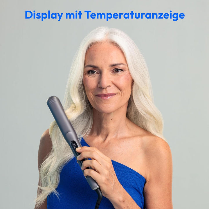 MEDION Glätteisen HS1 (Display, 5 regelbare Hitzestufen, 165° bis 210°, Silikon Schutzhülle, Tempera