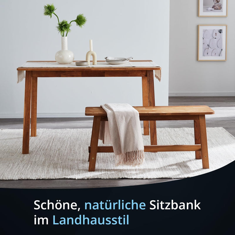 KHG Holzbank Sitzbank Flur Garderobenbank Schuhbank 100x45x29 cm - Eiche Holz Massiv bis 200 kg bela