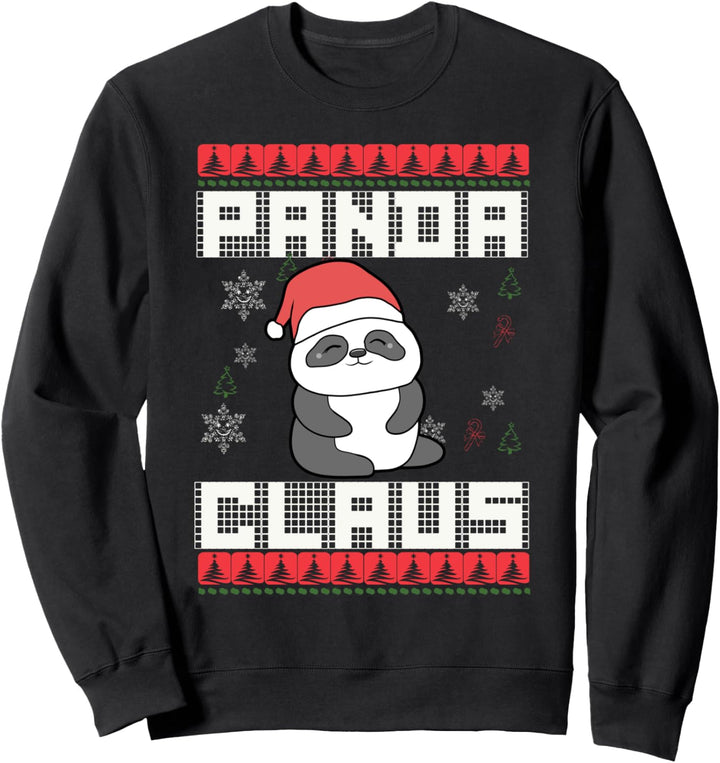 Panda Claus Wildtier Pandabär Schneeflocken Herz Weihnachten Sweatshirt