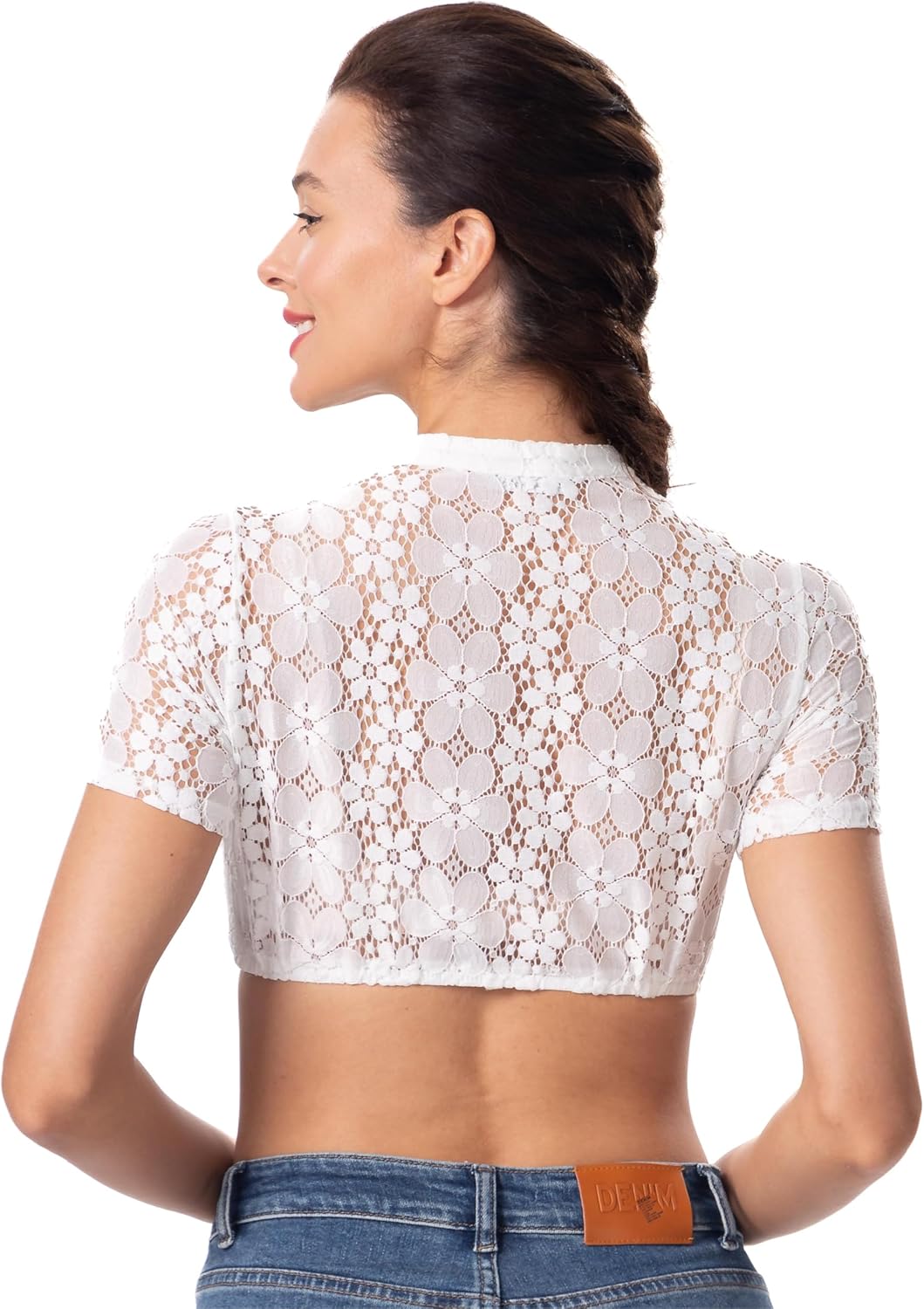 Dirndlbluse Hochgeschlossen,Exklusive Trachtenmode Dirndlbluse Langarm Dirndlbluse Weiss Spitze Trac