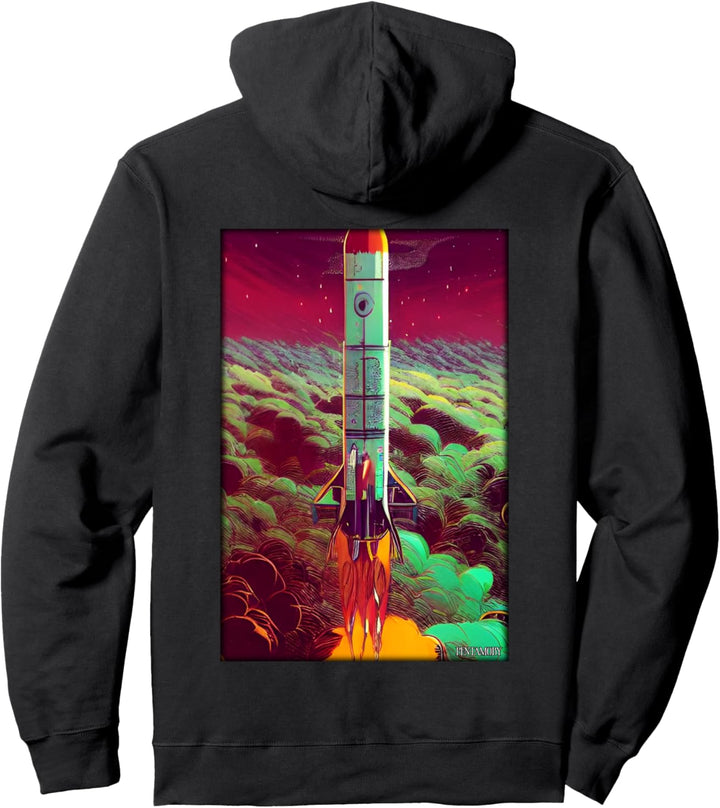 Rakete Start Weltraum Sterne Wolken Galaxie Pullover Hoodie