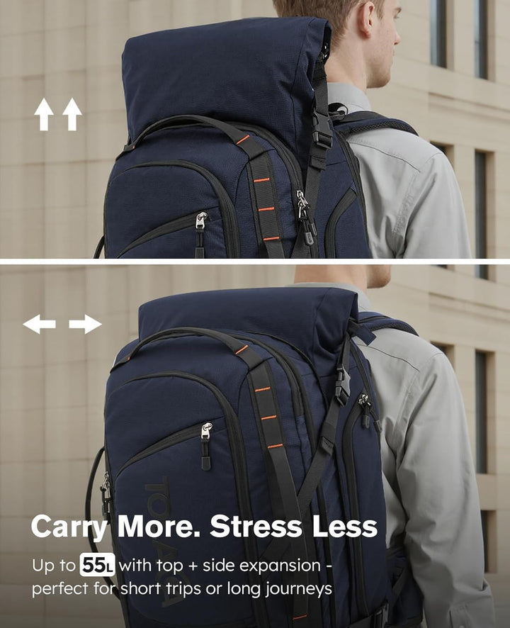 Tolaccea Reiserucksack, Gross Handgepäck Rucksack, TSA-Freundlich Rolltop Laptop Rucksack für 17,3 Z