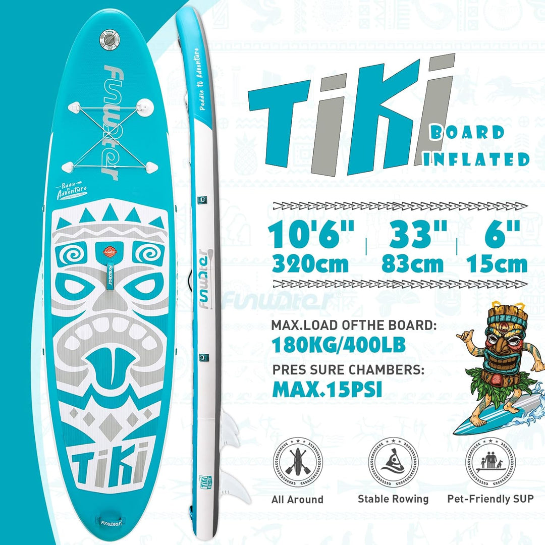 FunWater Aufblasbares Stand Up Paddle Board 10'–11'SUP Set mit Paddel & Pumpe, rutschfestes Eva-Deck