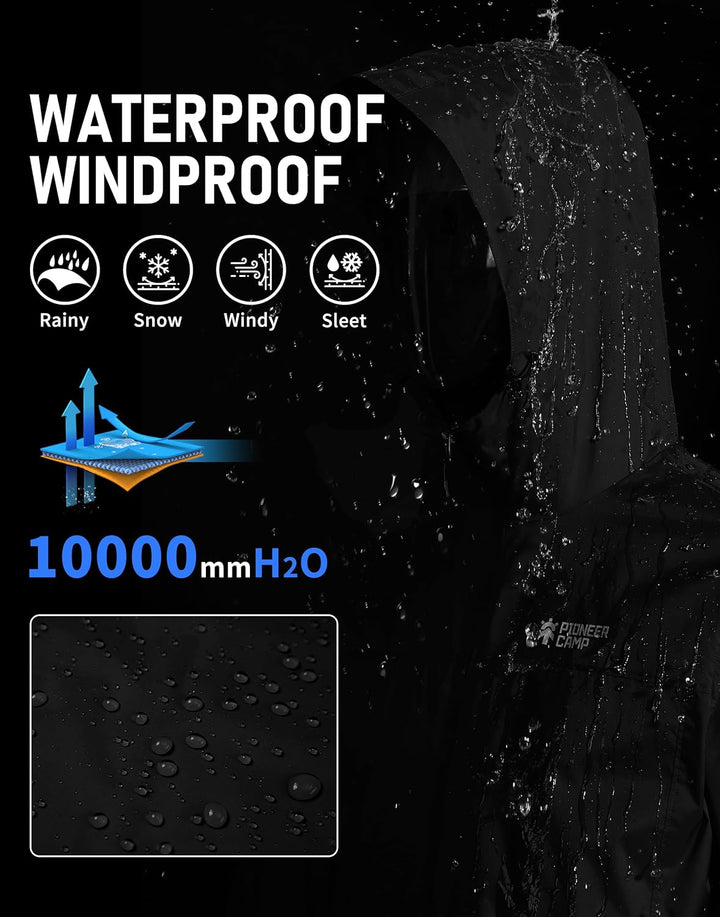 Pioneer Camp Herren Regenjacke Wasserdicht Atmungsaktiv Leichte Winddicht Windbreaker Packbare Outdo