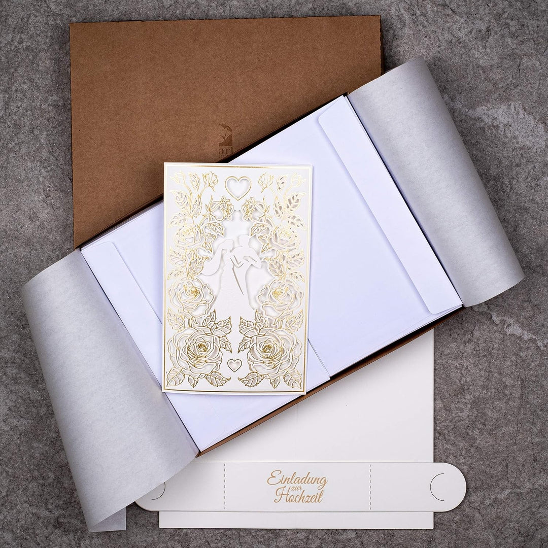 Art Nuvo Hochzeitseinladungen-20 St.130x205mm, Mit Bedruckbaren Einlagen Und Umschlägen Für Hochzeit