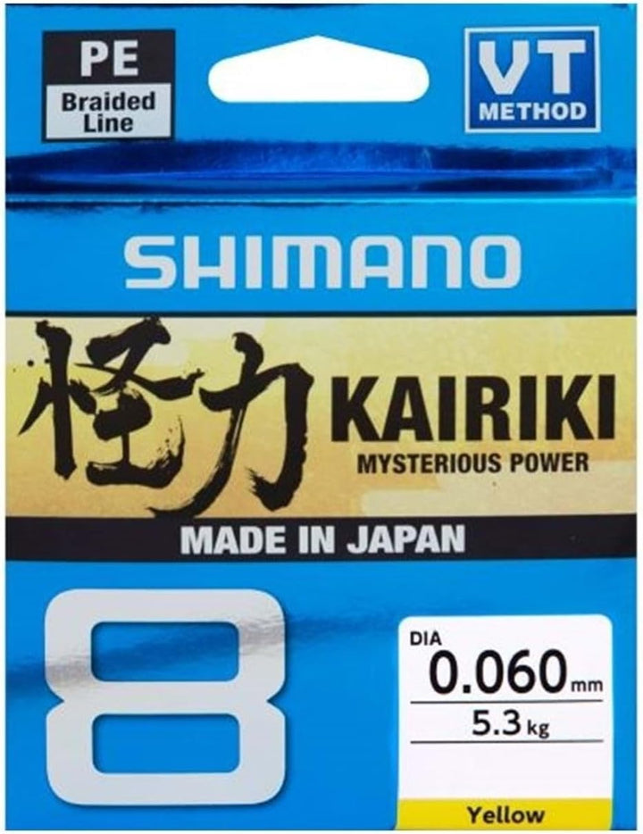 Shimano Kairiki 8, 300 Meter, Gelb, geflochtene Angelschnur, 59WPLA68R3 0.19mm / 12.0kg, 300m, 0.19m