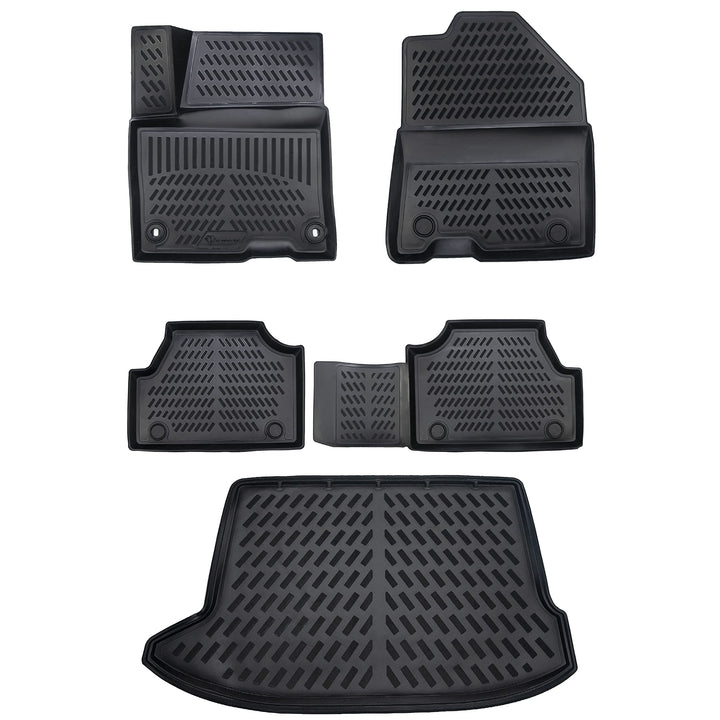 ELMASLINE 3D Gummimatten & Kofferraumwanne Set für Hyundai KONA Elektro (2017-2023) | Zubehör Koffer