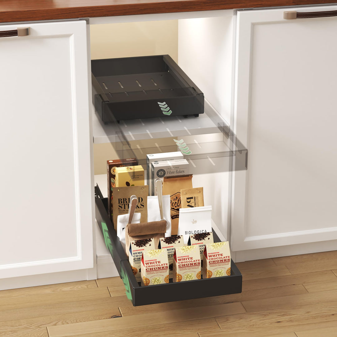 NETEL Teleskopschublade Ausziehbarer Schubladen Organizer Breite 30.5cm，Einstellbare Tiefe 42-55cm f