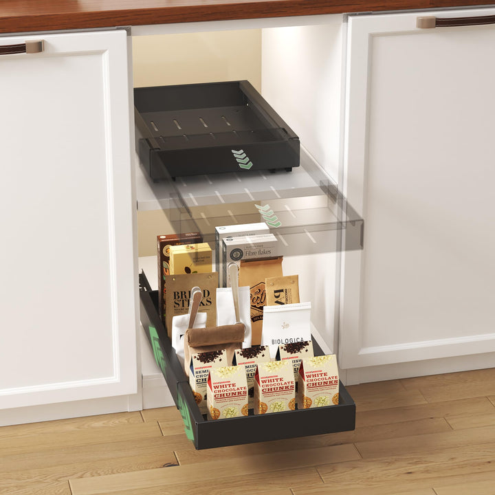 NETEL Teleskopschublade Ausziehbarer Schubladen Organizer Breite 30.5cm，Einstellbare Tiefe 42-55cm f