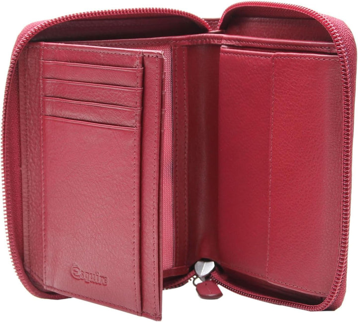 Esquire Duo Leder Damen Reissverschluss Geldbörse 0956-59 Rot aus Leder