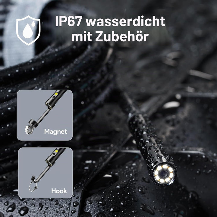 DEPSTECH 2K Endoskopkamera mit Licht: 2560P QHD dual Lens Inspektionskamera, Endoskop mit 5 m Schlan