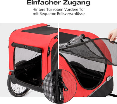 CXWXC Fahrradanhänger für Hunde 2 in 1 Fahrradanhänger & Jogger hundewagen mit Stossdämpfer, Hundean