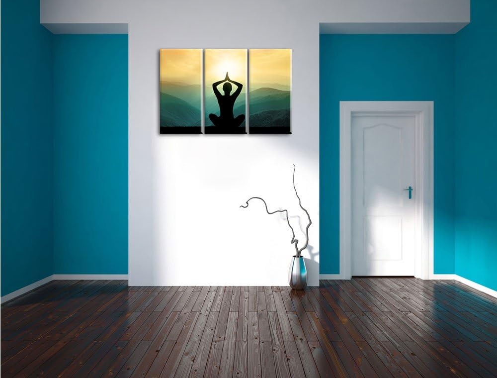 Pixxprint Yoga und Meditation als Leinwandbild | Grösse: 3 Teilig (120x80) | Wandbild| Kunstdruck |