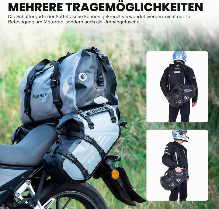 WILD HEART Motorrad-Satteltaschen, wasserdicht, 36 l (18 l x 2), Motorrad-Seitensatteltaschen, Gepäc