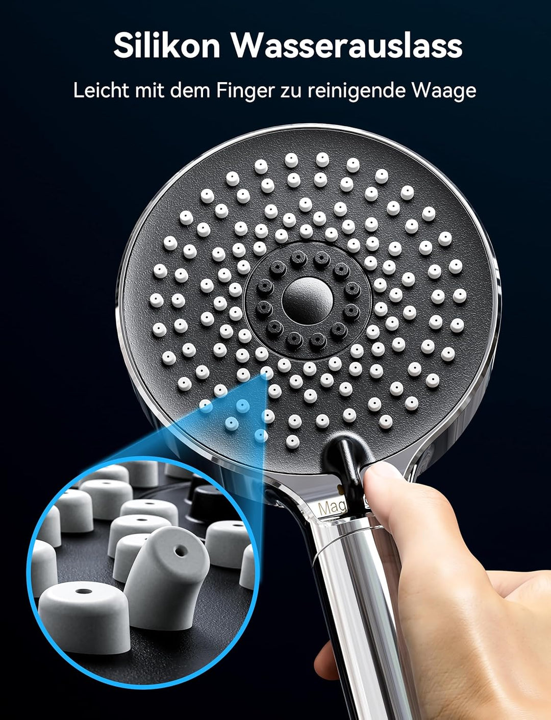 Magichome Duschkopf mit Schlauch,Handbrause Filter Mineralsteinen und 5 Strahlarten, Wassersparende