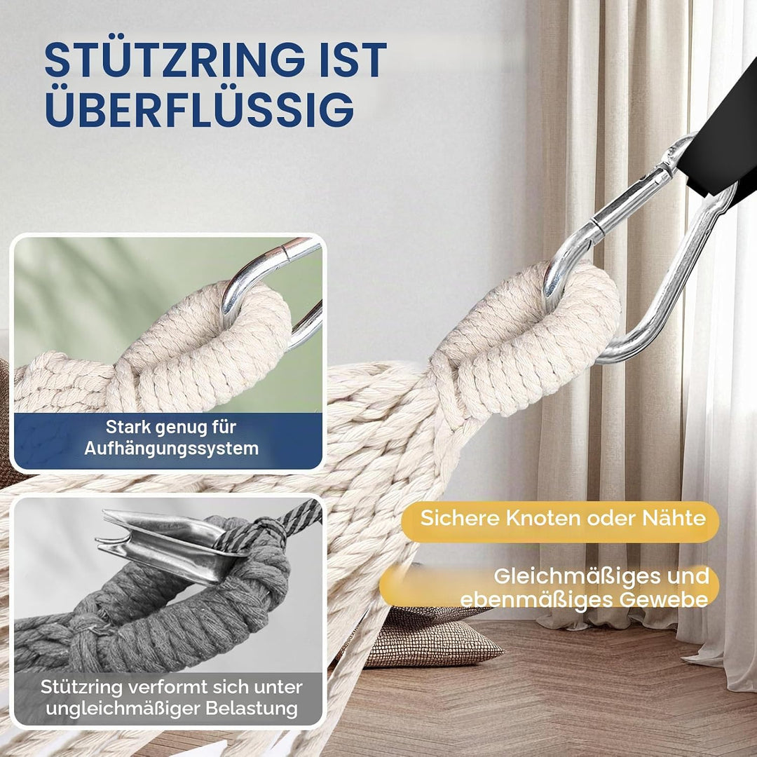 ANYOO Hängematte Outdoor Baumwolle Bequemer Stoff mit Baumfreundlichen Gurten zum Aufhängen, Robuste