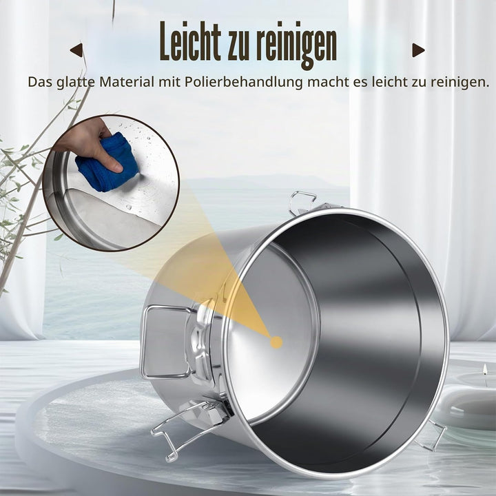 WSIKGHU Eimer mit Deckel Luftdichter Kanister Lebensmittel Edelstahl Küche Getreidebehälter 6L/12L/2
