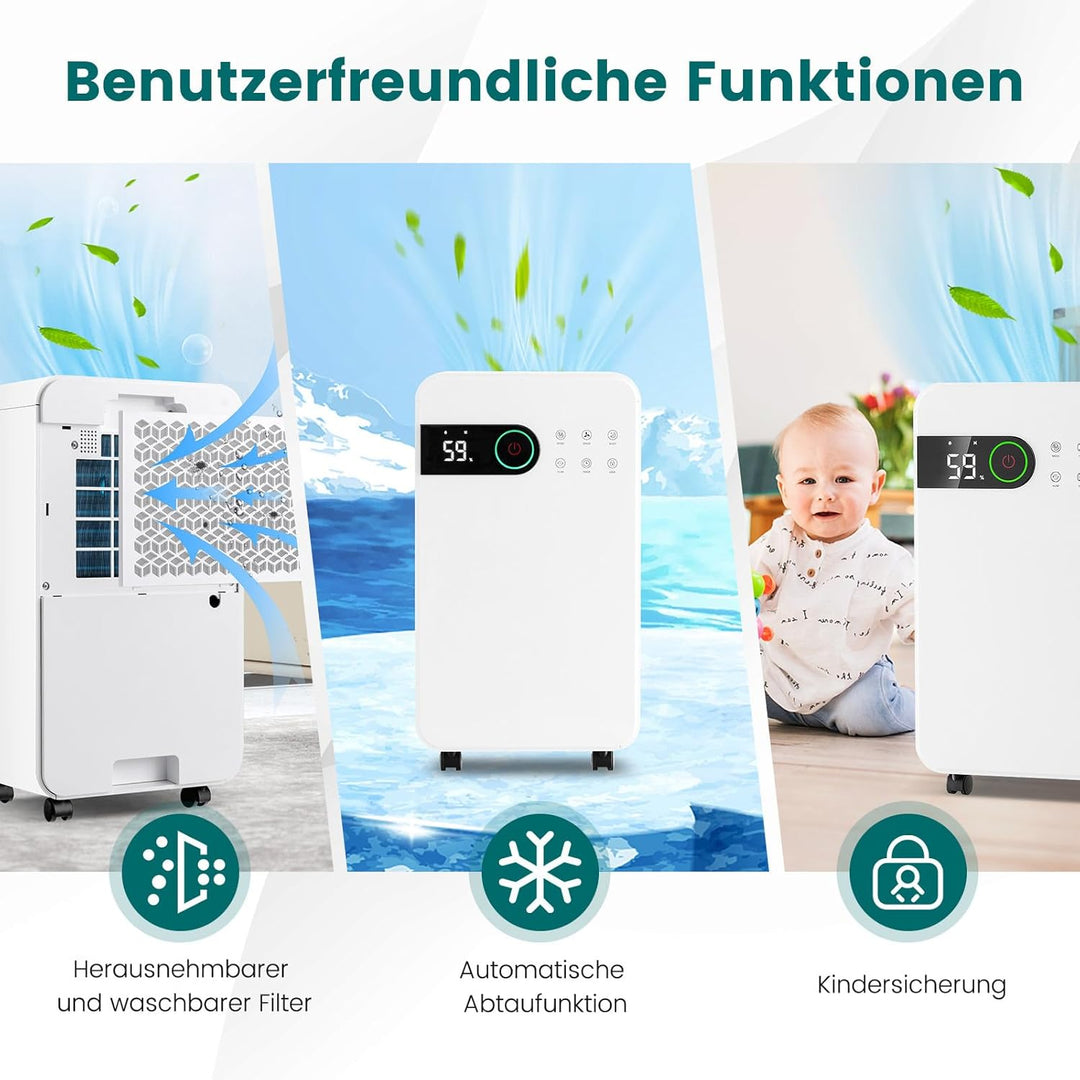 RELAX4LIFE Luftentfeuchter Elektrisch, 15L/24H, 2,3L Wassertank, Raumentfeuchter Schlafmodus & 24h T