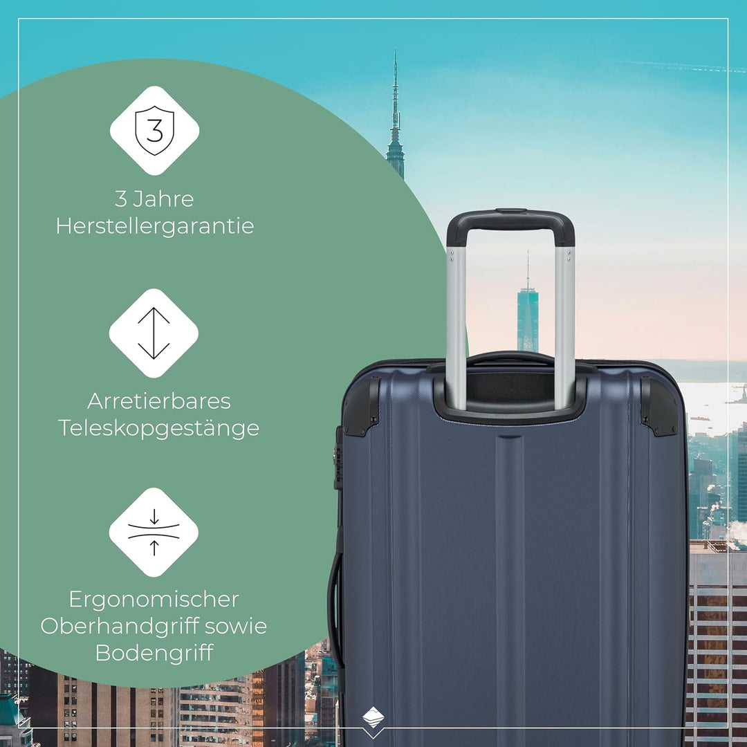 travelite 4-Rad Handgepäck Koffer erfüllt IATA Bordgepäckmass, Gepäck Serie CITY: Robuster Hartschal