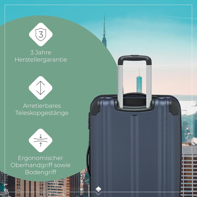 travelite 4-Rad Handgepäck Koffer erfüllt IATA Bordgepäckmass, Gepäck Serie CITY: Robuster Hartschal