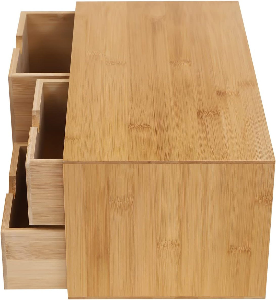 Bambus Schreibtisch Organizer mit 3 Schubladen Naturbambus Aufbewahrungsbox Schubladenbox mit Platzi