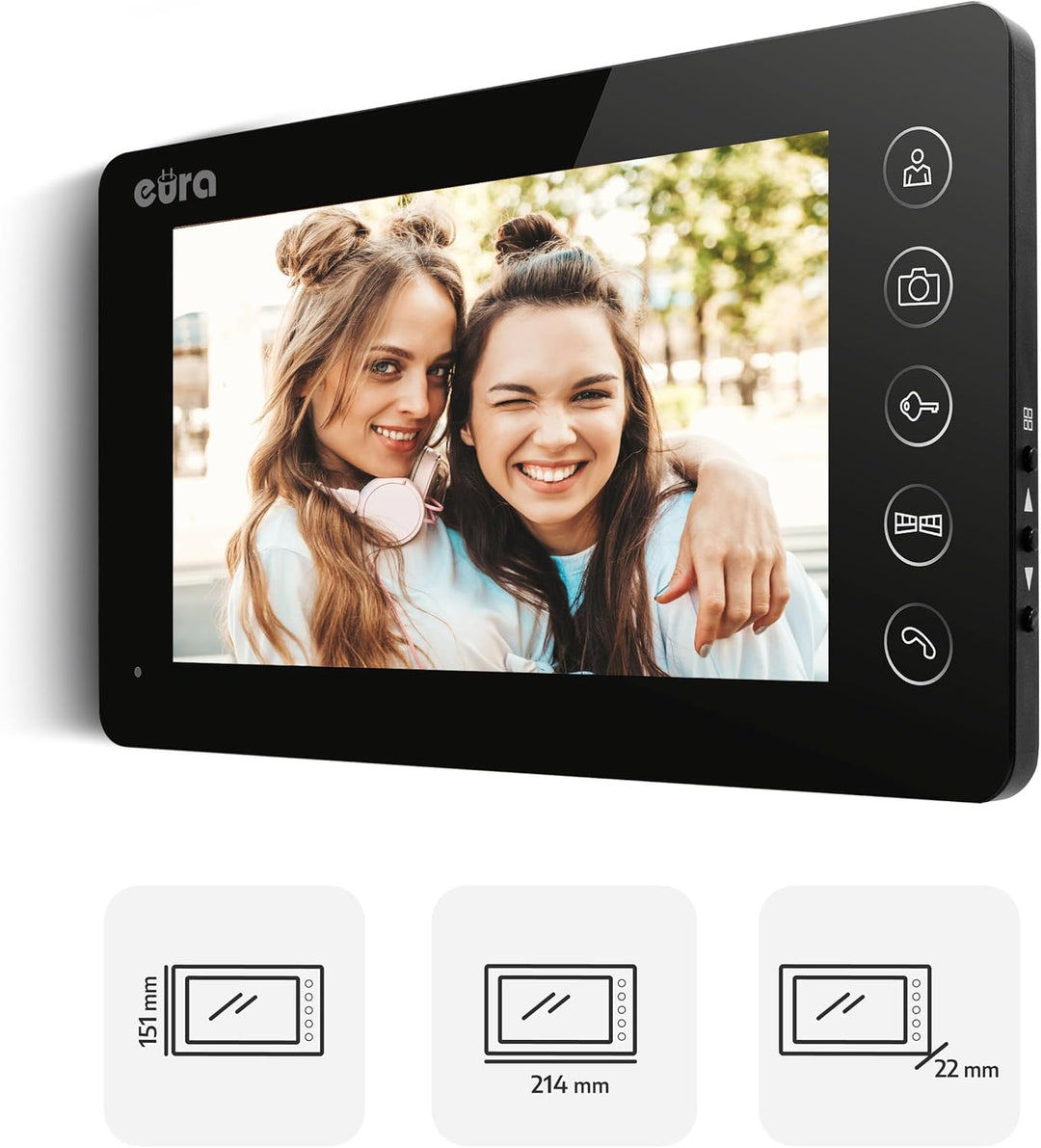 EURA VDP-76A3 Alpha Video-Türsprechanlage Gegensprechanlage 4 Draht, 7-Zoll-Farbmonitor, RFID, 2 Ein