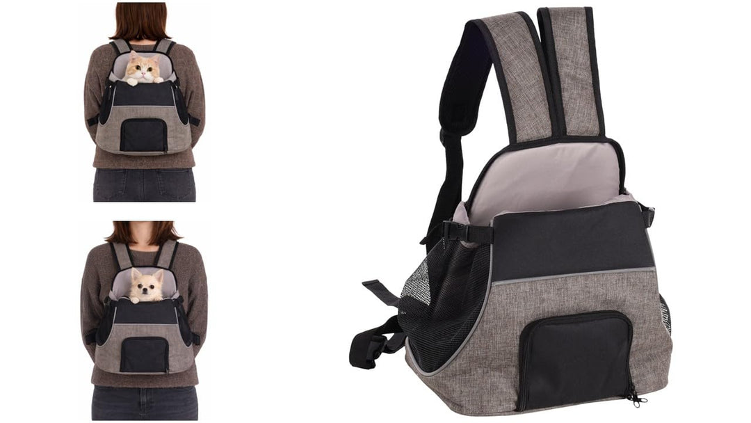 Hundetasche - Bauchtrage Xanty Taupe – 29x23x38cm – Polyester – Öffnung Kordel – Reflektoren – Boden