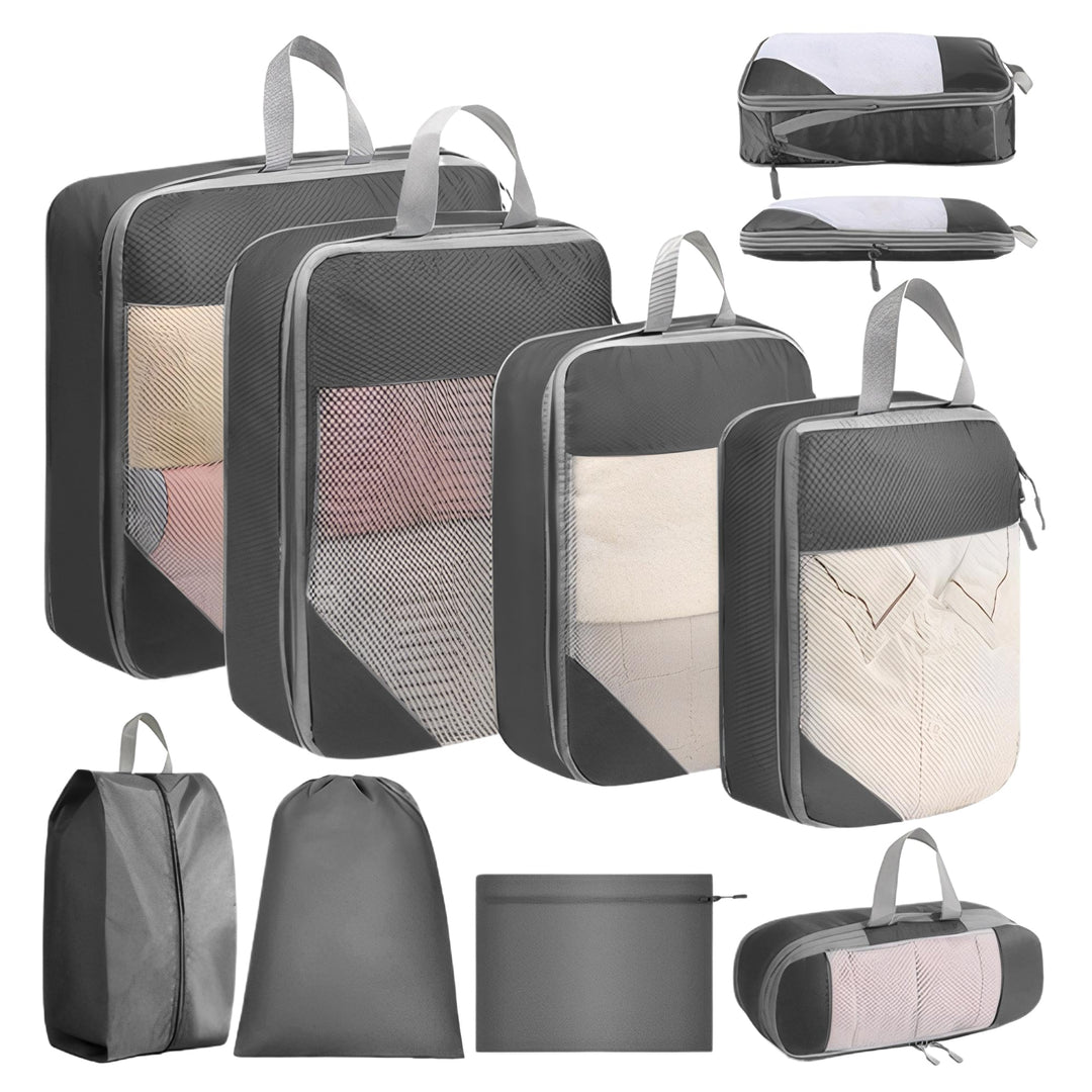 Kompressionspackwürfel für Koffer, 8 Stück erweiterbare Reisepackwürfel für Rucksack, ultraleichte R