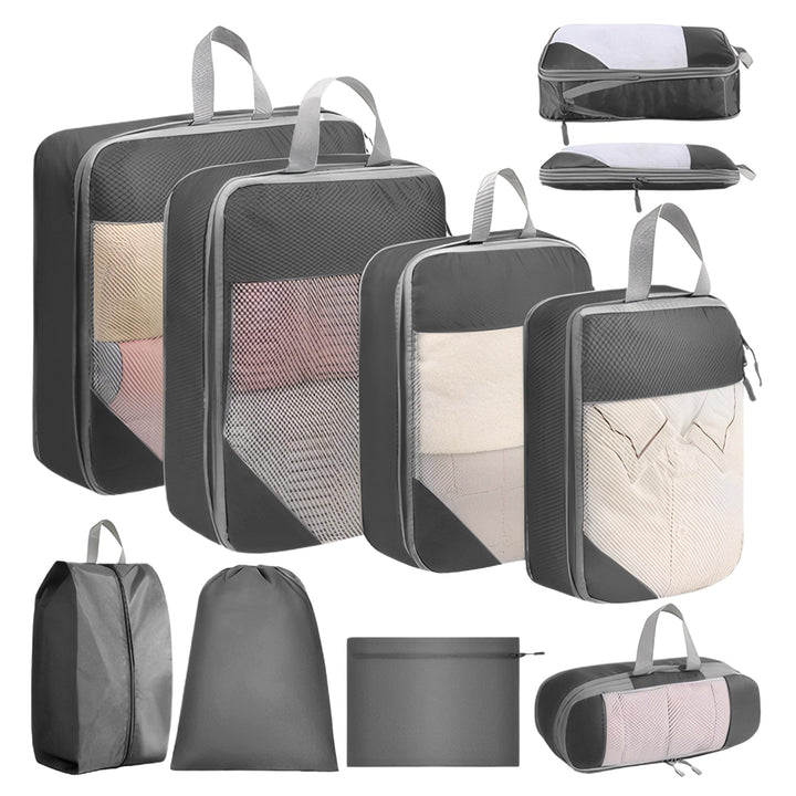 Kompressionspackwürfel für Koffer, 8 Stück erweiterbare Reisepackwürfel für Rucksack, ultraleichte R