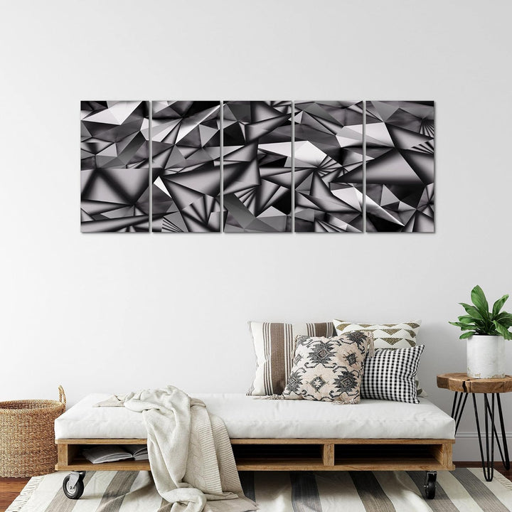 Runa Art Wandbild XXL 3D Effekt Wohnzimmer 200 x 80 cm Schwarz Weiss 5 Teilig - Made in Germany - 50